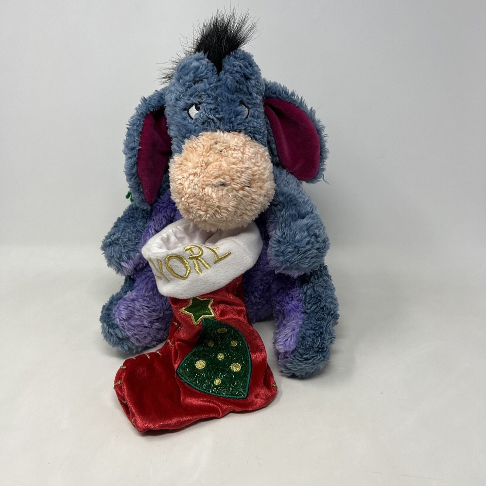 Disney Store 2001 Eeyore Winnie the Pooh Christmas Stocking Plush Toy 12"